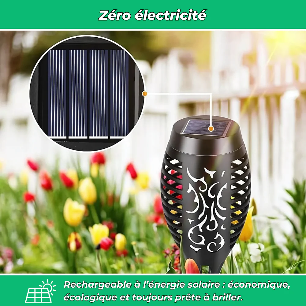 Flaméo – Lampes solaires à flamme vacillante pour jardin (Lot de 4) - Image 4