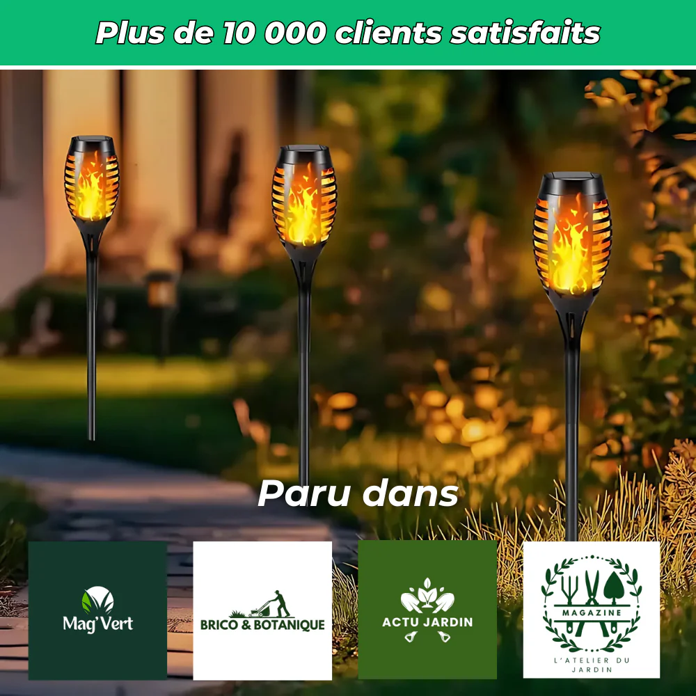Flaméo – Lampes solaires à flamme vacillante pour jardin (Lot de 4) - Image 6