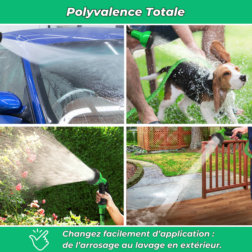 Aquaflex｜Tuyau d’arrosage extensible｜8 modes de jets haute pression - Image 7