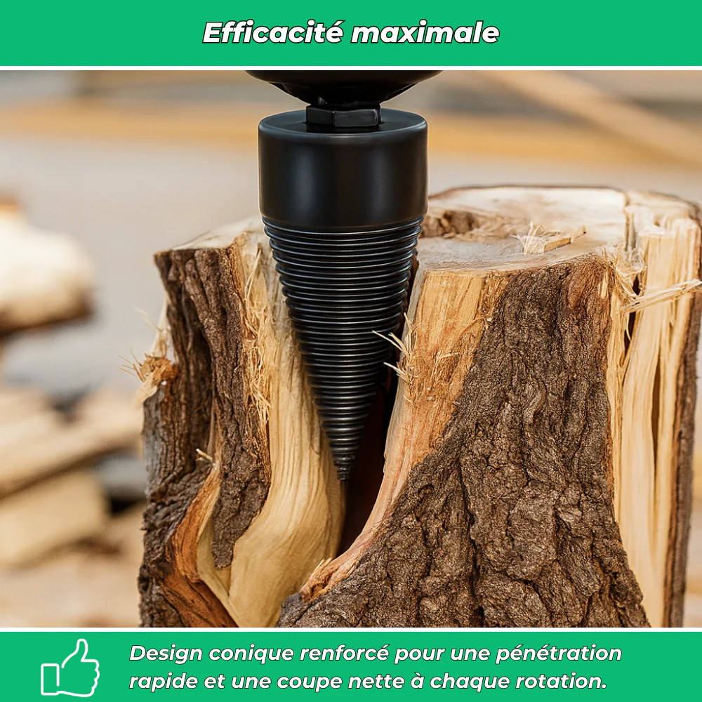 Foret fendeur de bois et de bûches pour visseuse perceuse | Cône fendeur en titane - Image 3