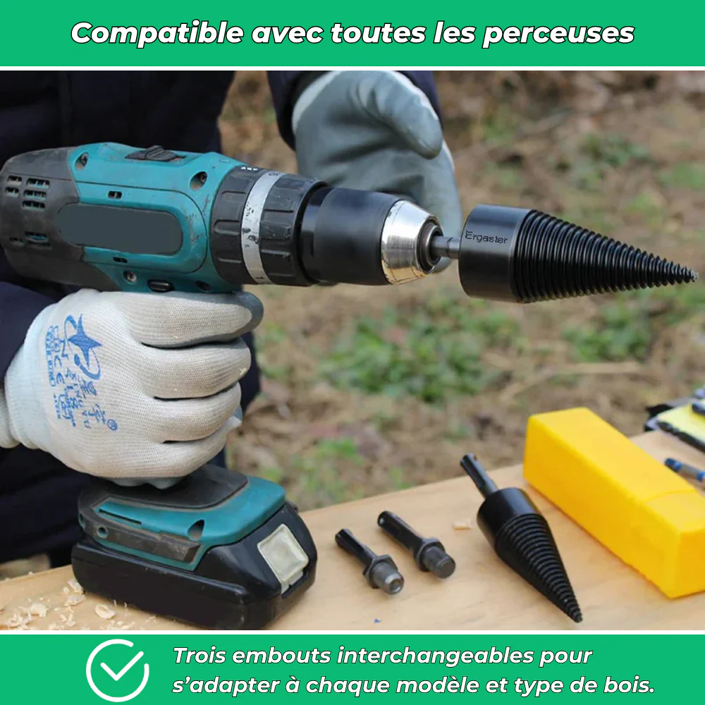 Foret fendeur de bois et de bûches pour visseuse perceuse | Cône fendeur en titane - Image 4