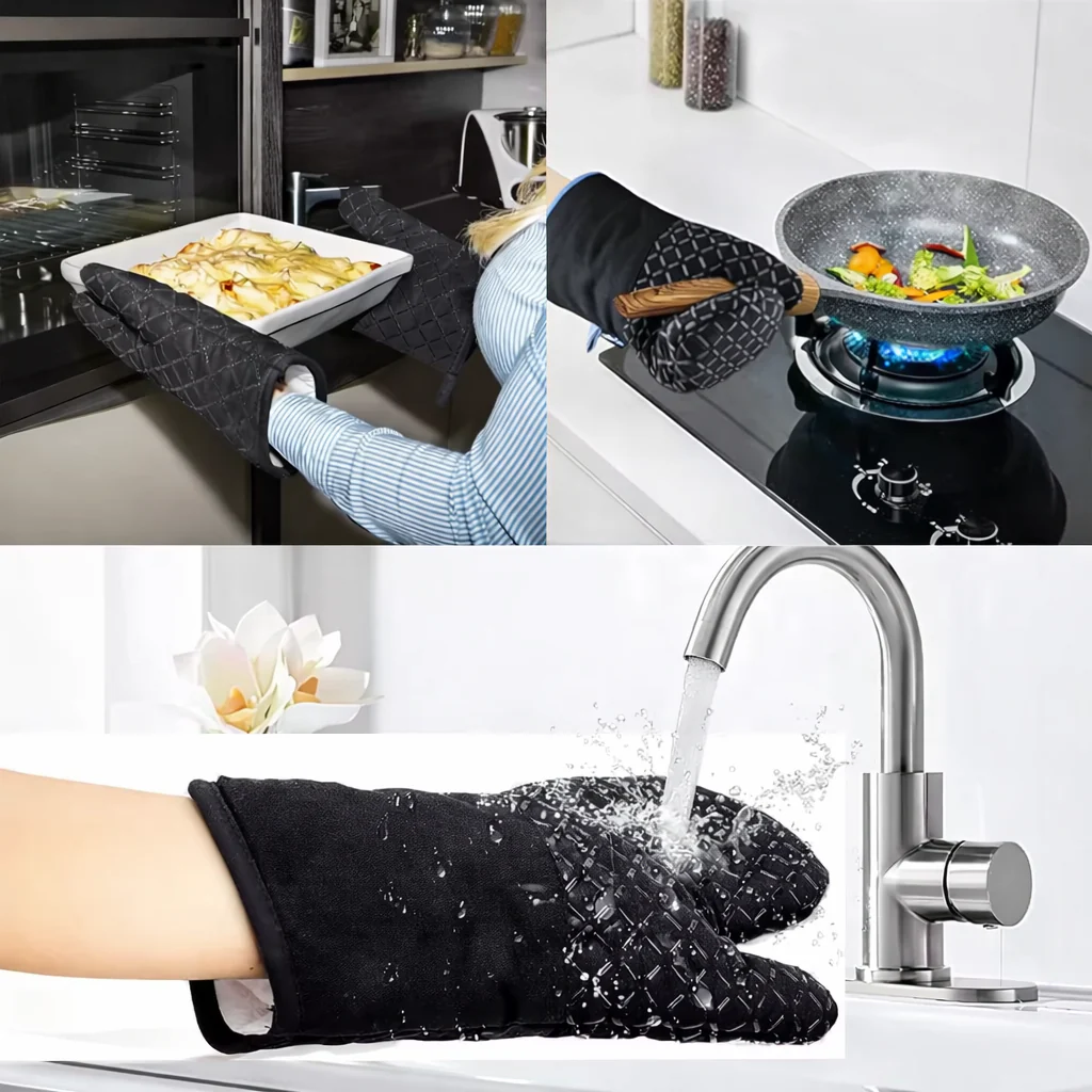 Gants de Cuisine Résistants Anti-Chaleur en Silicone 30 cm | Gant Four Antidérapant Épais Haute Température - Image 2