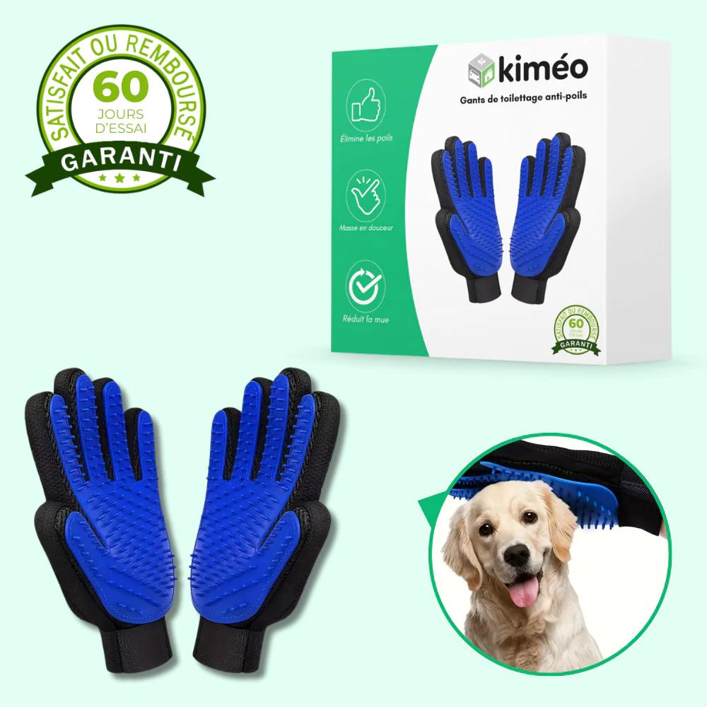 Gants de toilettage pour chiens et chats – Éliminent poils morts et massent la peau - Image 2