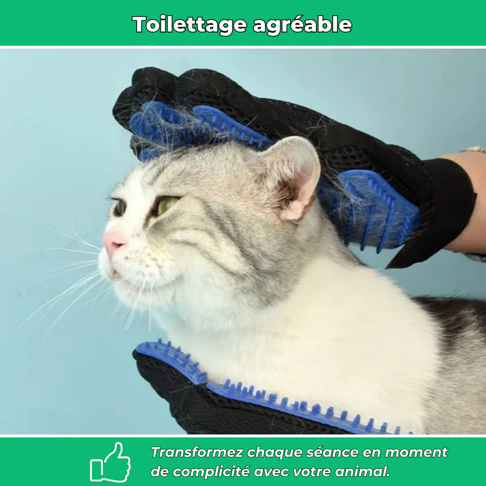 Gants de toilettage pour chiens et chats – Éliminent poils morts et massent la peau - Image 3