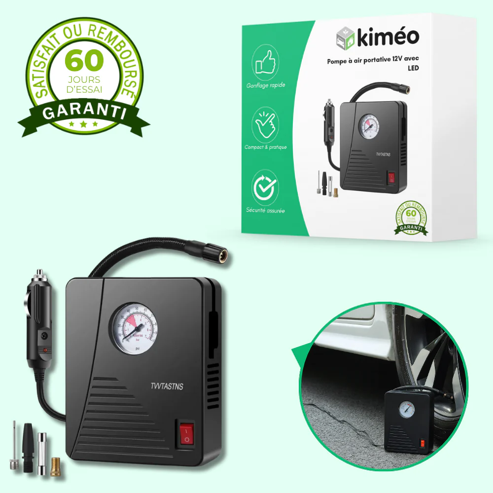 Gonfleur pneus portable 12V 100 PSI avec LED - Image 2