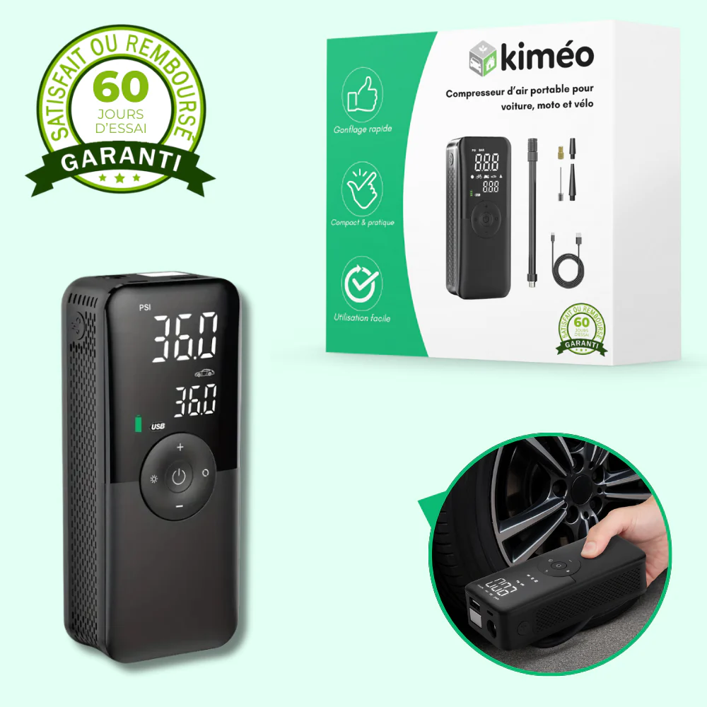 Gonfleur pneus portable voiture moto vélo – Compresseur d’air électrique - Image 2