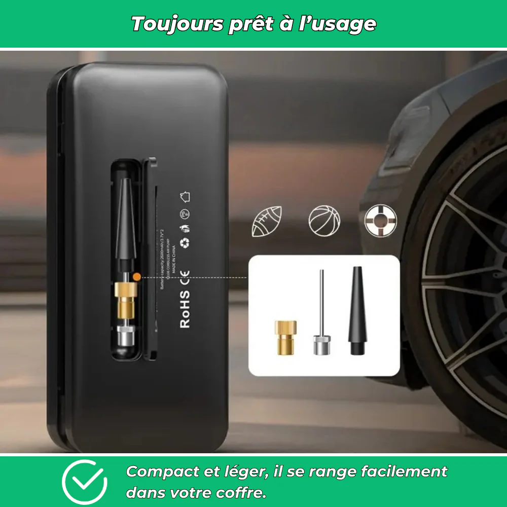 Gonfleur pneus portable voiture moto vélo – Compresseur d’air électrique - Image 3