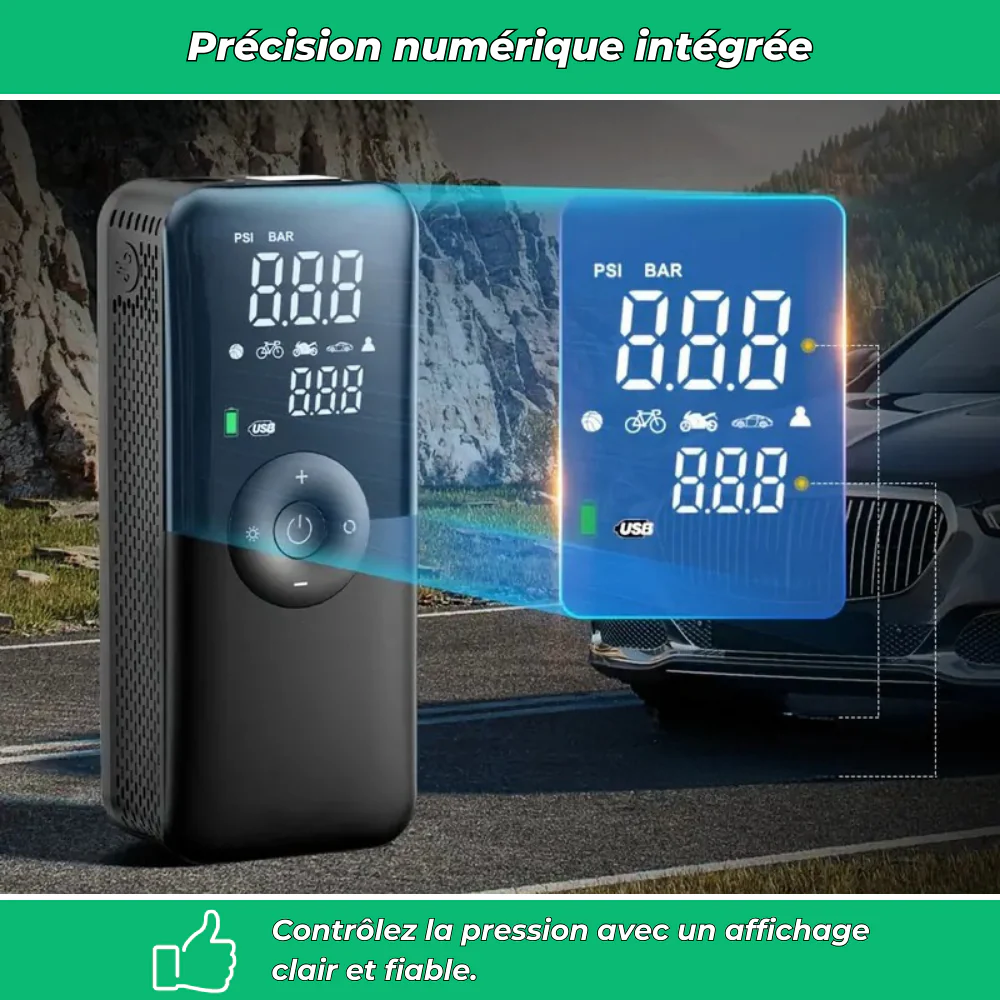 Gonfleur pneus portable voiture moto vélo – Compresseur d’air électrique - Image 5