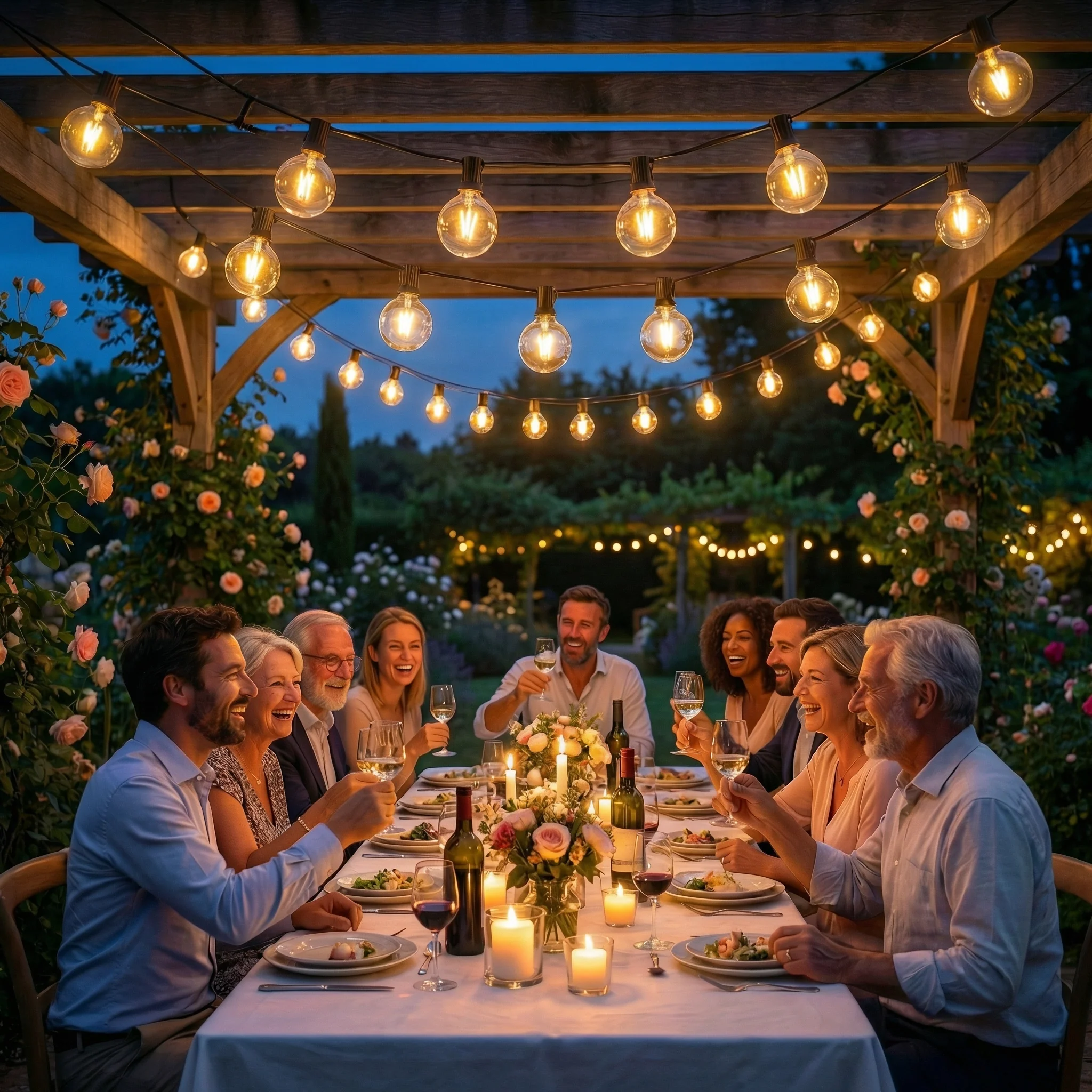 Guirlande Guinguette LED Extérieure 10M | Étanche | Solaire Jardin, Terrasse, Balcon & Ambiance Extérieure - Image 3