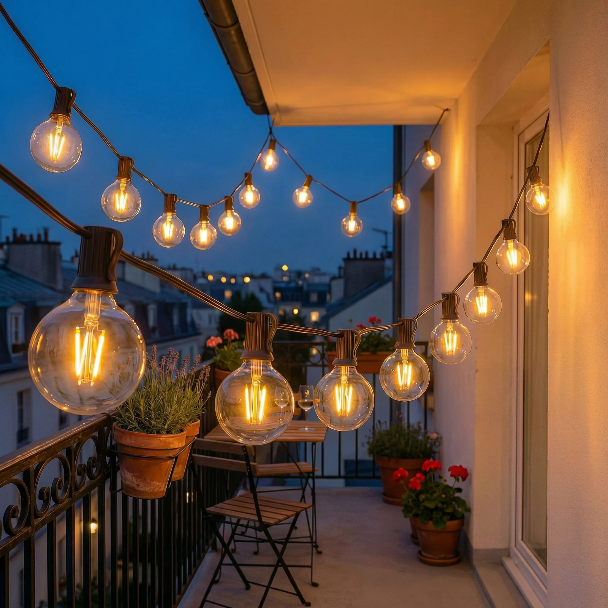Guirlande Guinguette LED Extérieure 10M | Étanche | Solaire Jardin, Terrasse, Balcon & Ambiance Extérieure - Image 4