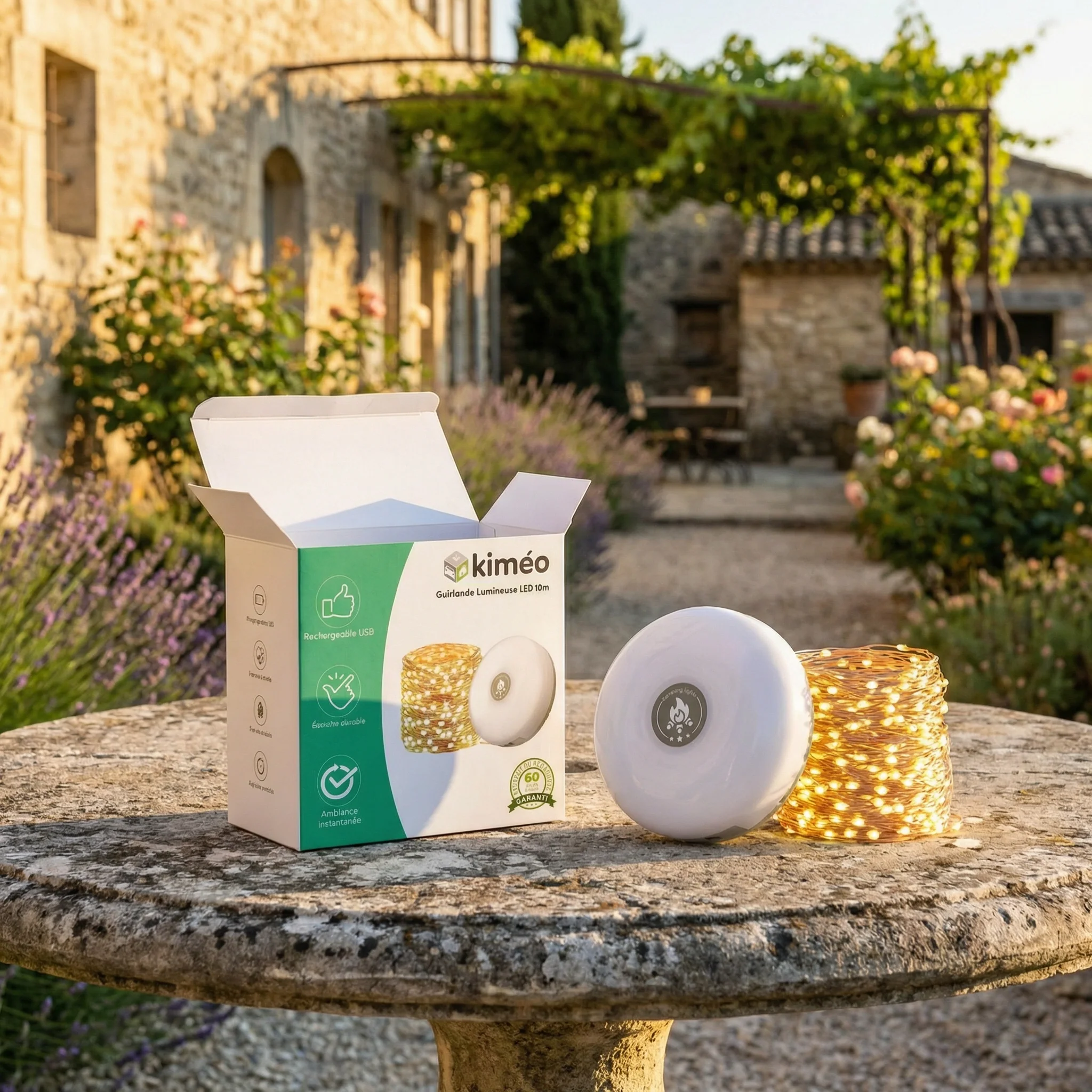 Guirlande Lumineuse LED 10m Rechargeable Étanche | Éclairage Ambiance Camping, Jardin, Terrasse & Tente 4-en-1