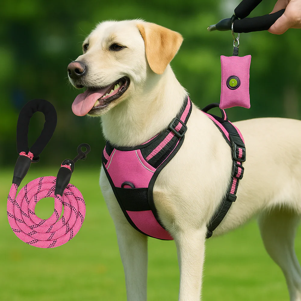 Harnais anti-évasion chien + laisse et distributeur – réglable et réfléchissant - Image 9