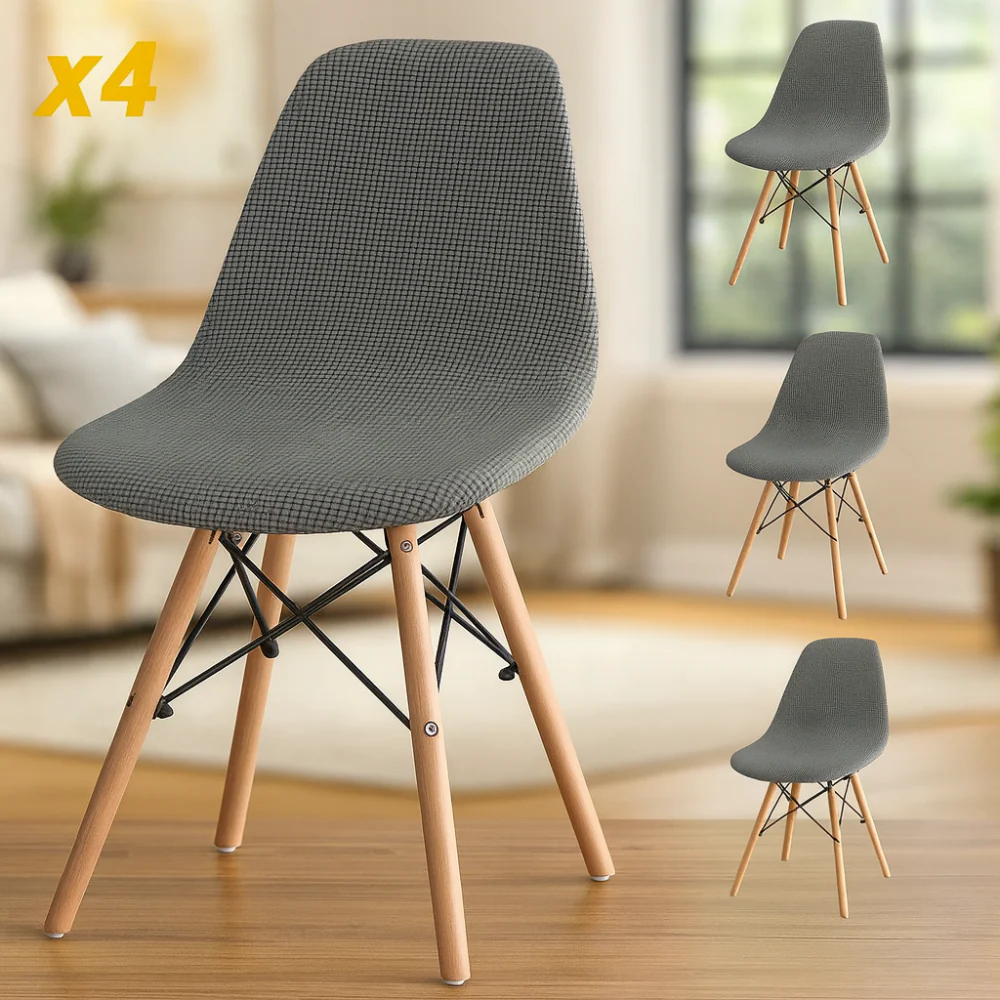 Housses de chaise en velours Jacquard extensibles lavables (lot de 4) - Image 10