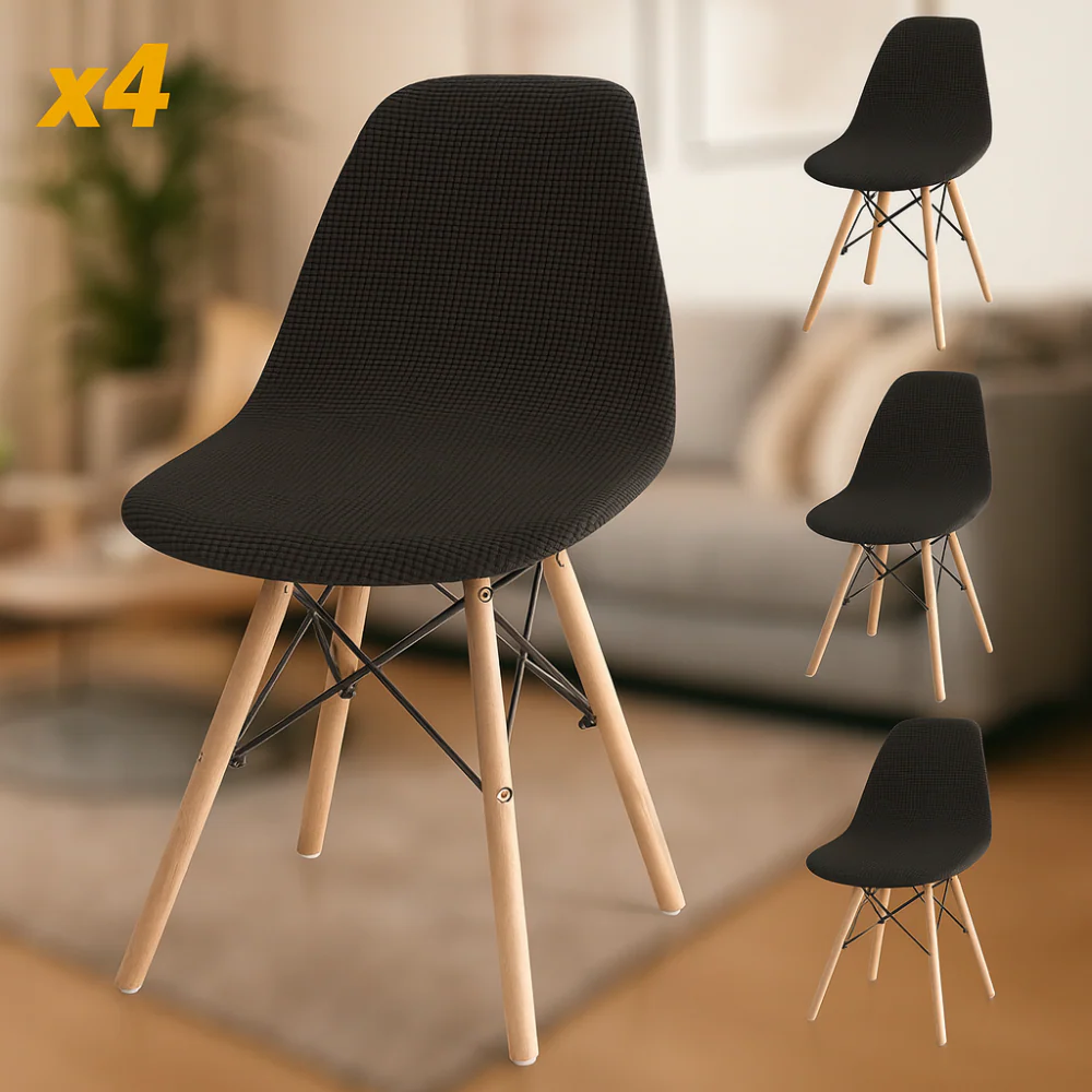 Housses de chaise en velours Jacquard extensibles lavables (lot de 4) - Image 11