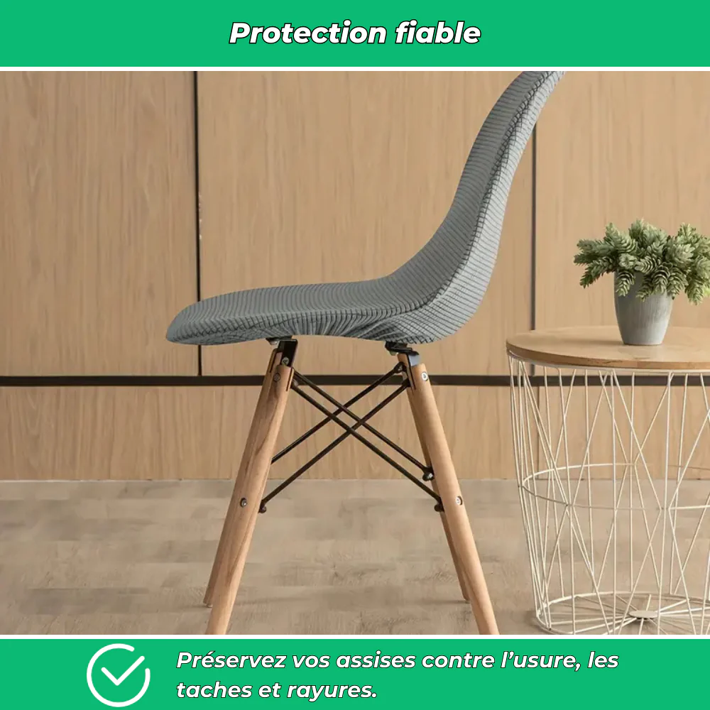 Housses de chaise en velours Jacquard extensibles lavables (lot de 4) - Image 4