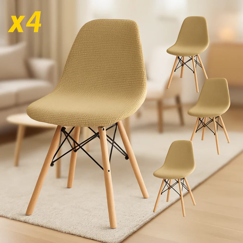 Housses de chaise en velours Jacquard extensibles lavables (lot de 4) - Image 7