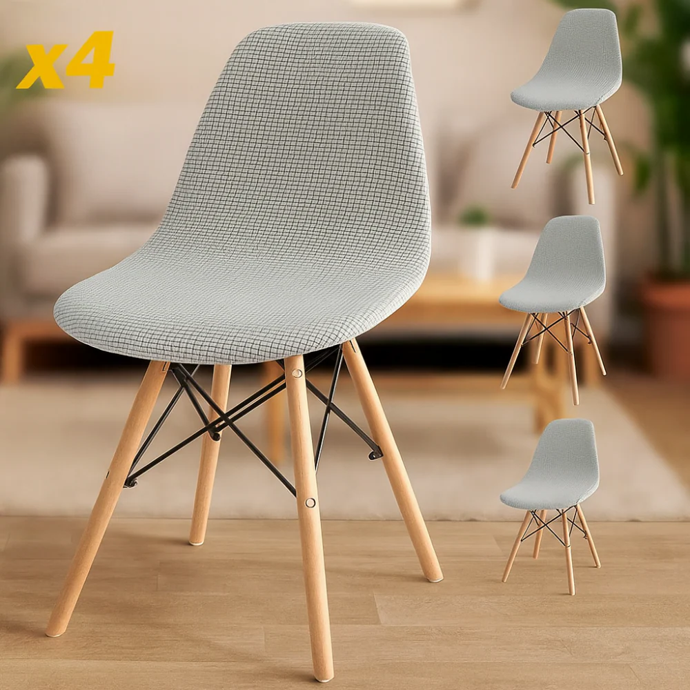 Housses de chaise en velours Jacquard extensibles lavables (lot de 4) - Image 8