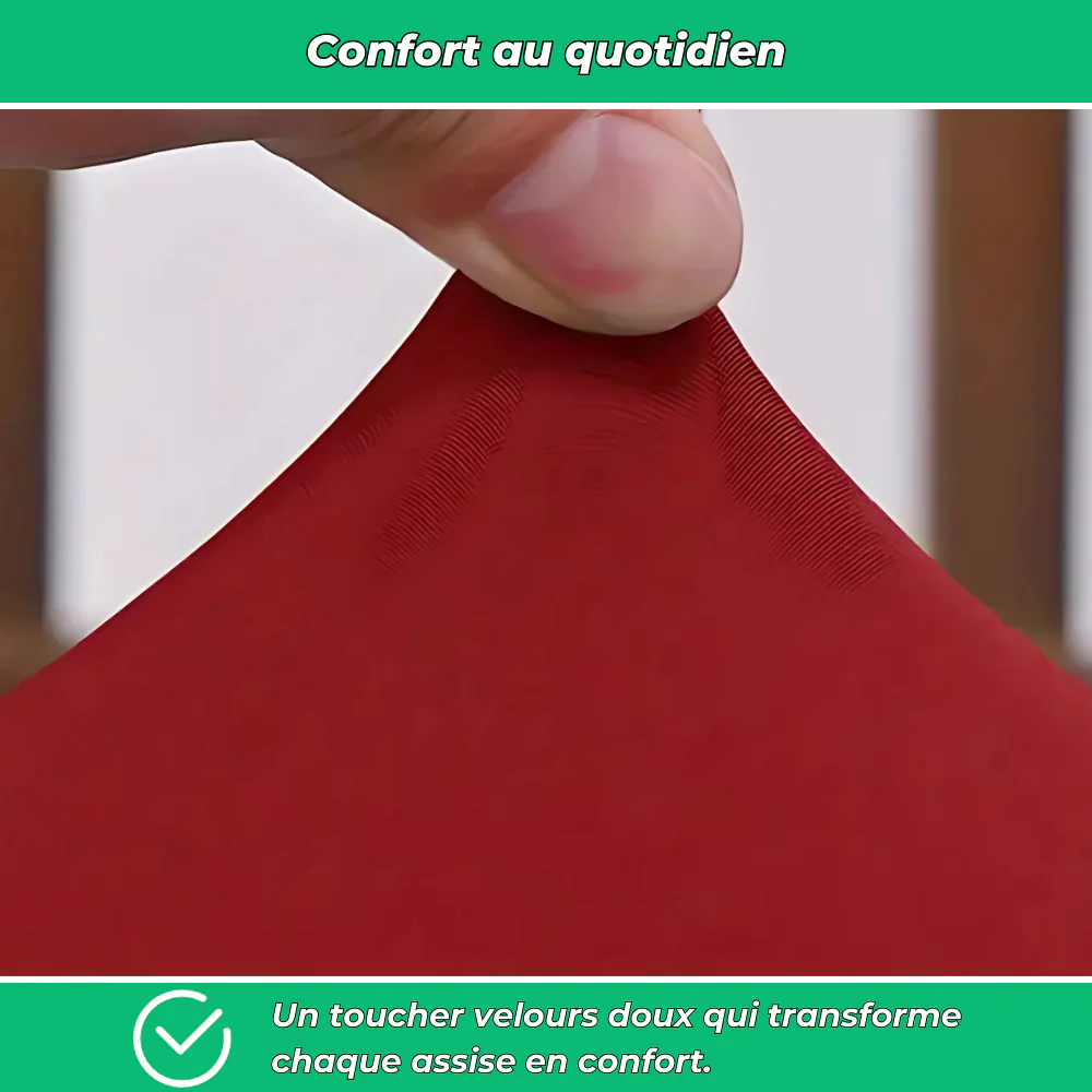 Housses de chaise en velours uni extensibles lavables (lot de 4) - Image 4