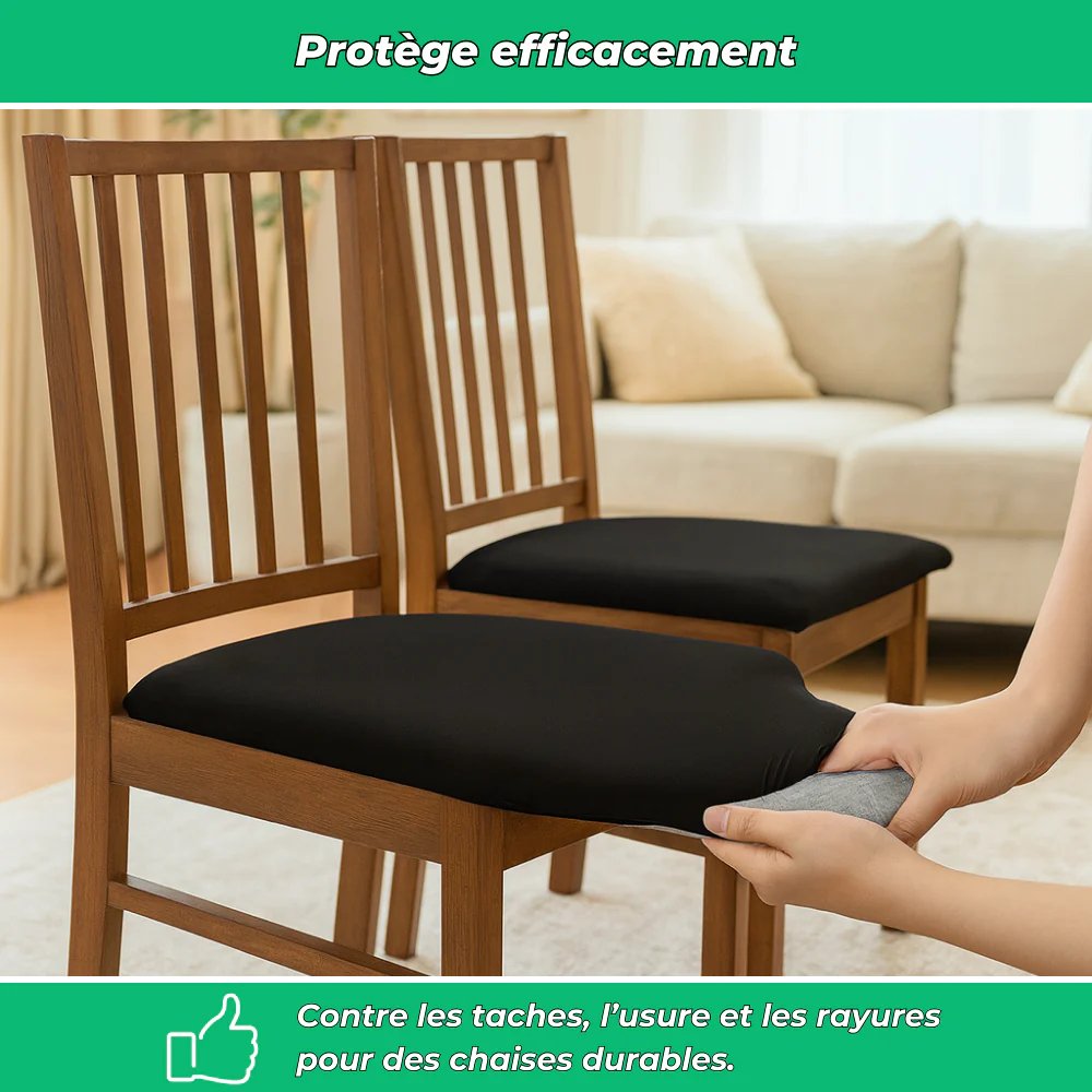 Housses de chaise en velours uni extensibles lavables (lot de 4) - Image 5