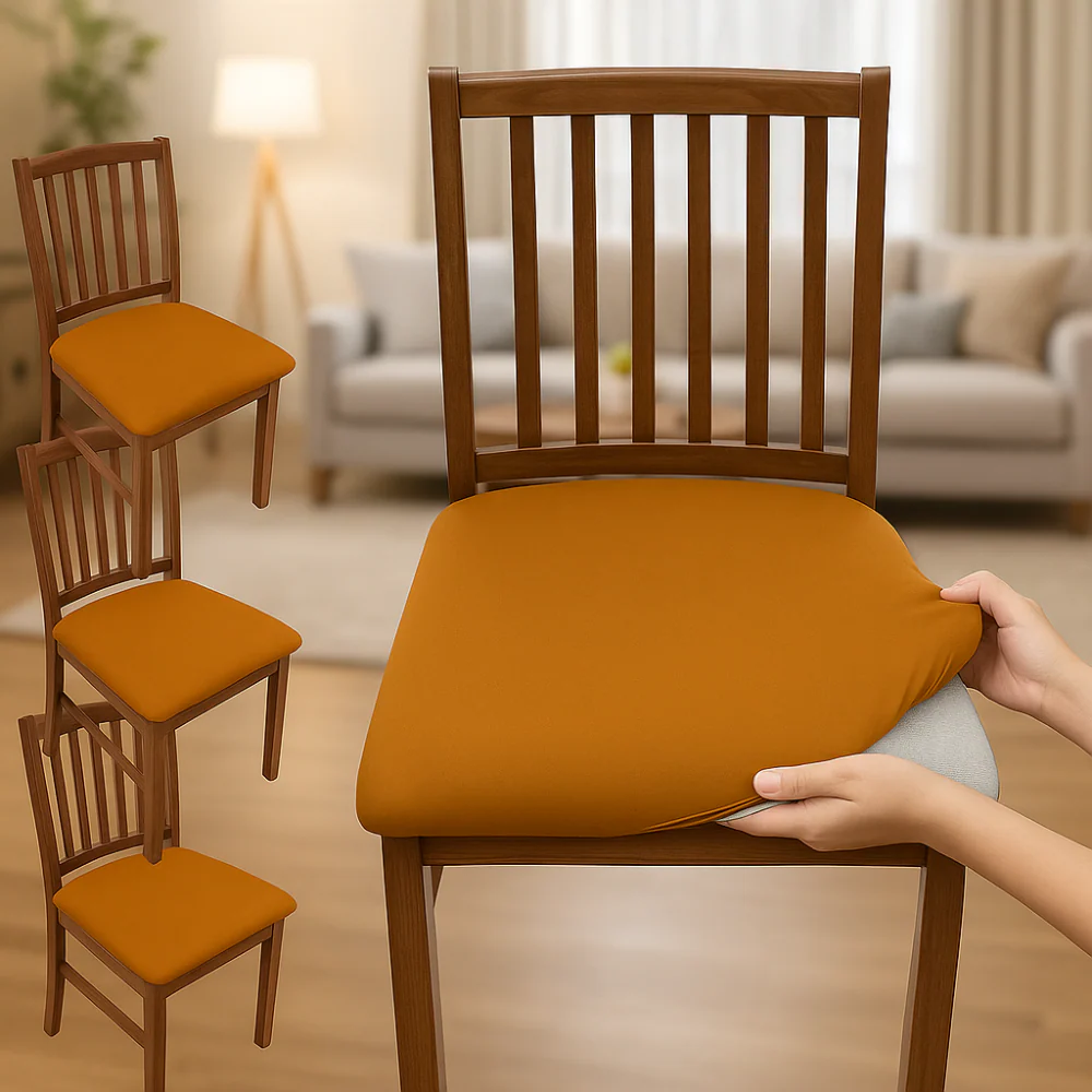 Housses de chaise en velours uni extensibles lavables (lot de 4) - Image 8
