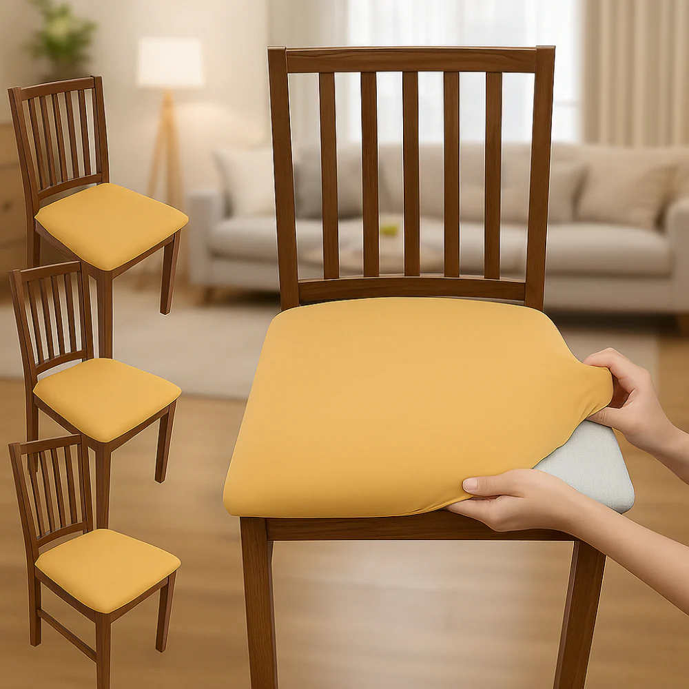 Housses de chaise en velours uni extensibles lavables (lot de 4) - Image 9