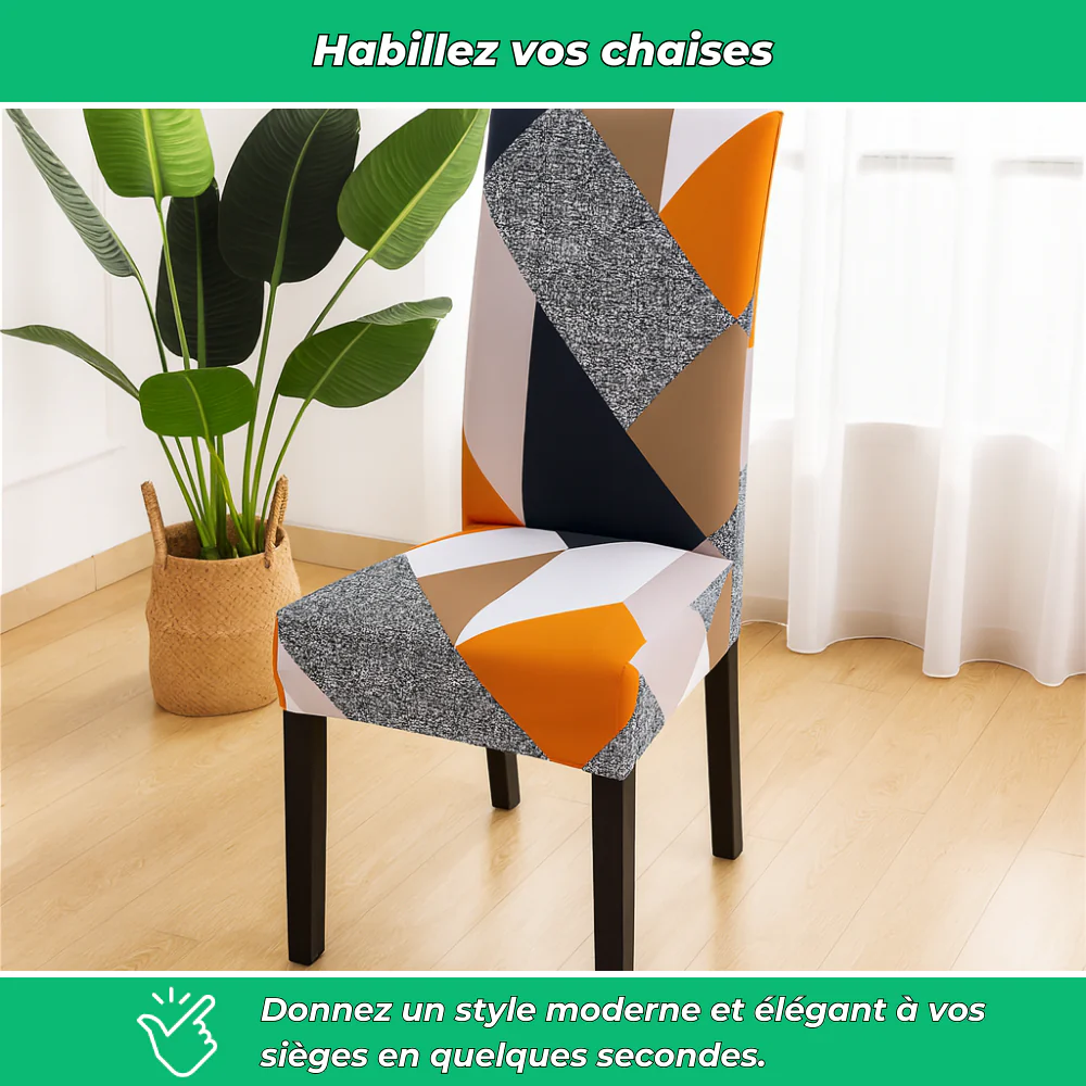 Housses de chaise géométriques extensibles en spandex (lot de 4) - Image 3