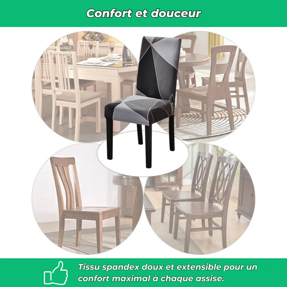 Housses de chaise géométriques extensibles en spandex (lot de 4) - Image 5