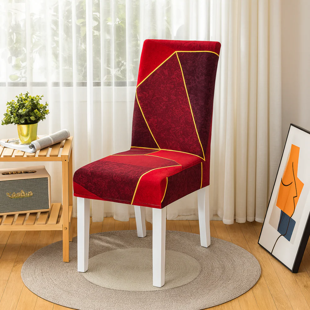 Housses de chaise géométriques extensibles en spandex (lot de 4) - Image 7