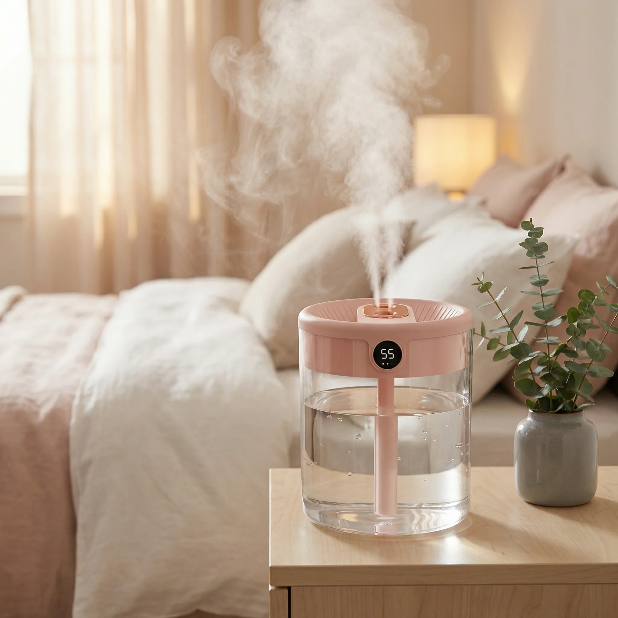 Humidificateur d’air double jet silencieux 2L humidificateur de chambre avec écran LED USB - Image 2