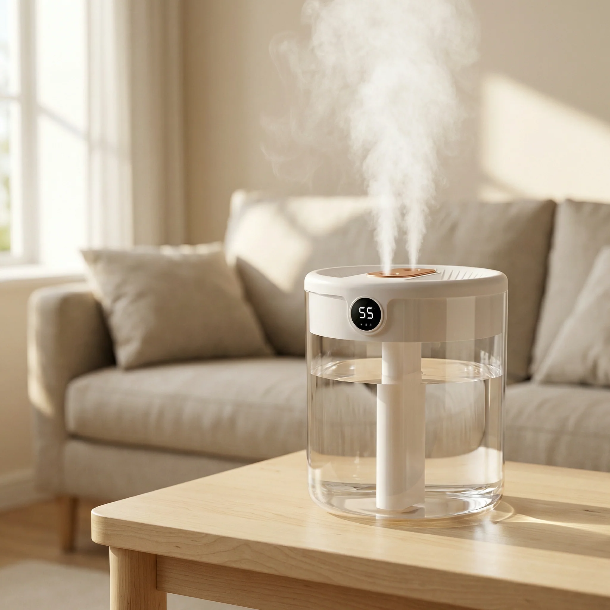 Humidificateur d’air double jet silencieux 2L humidificateur de chambre avec écran LED USB - Image 3