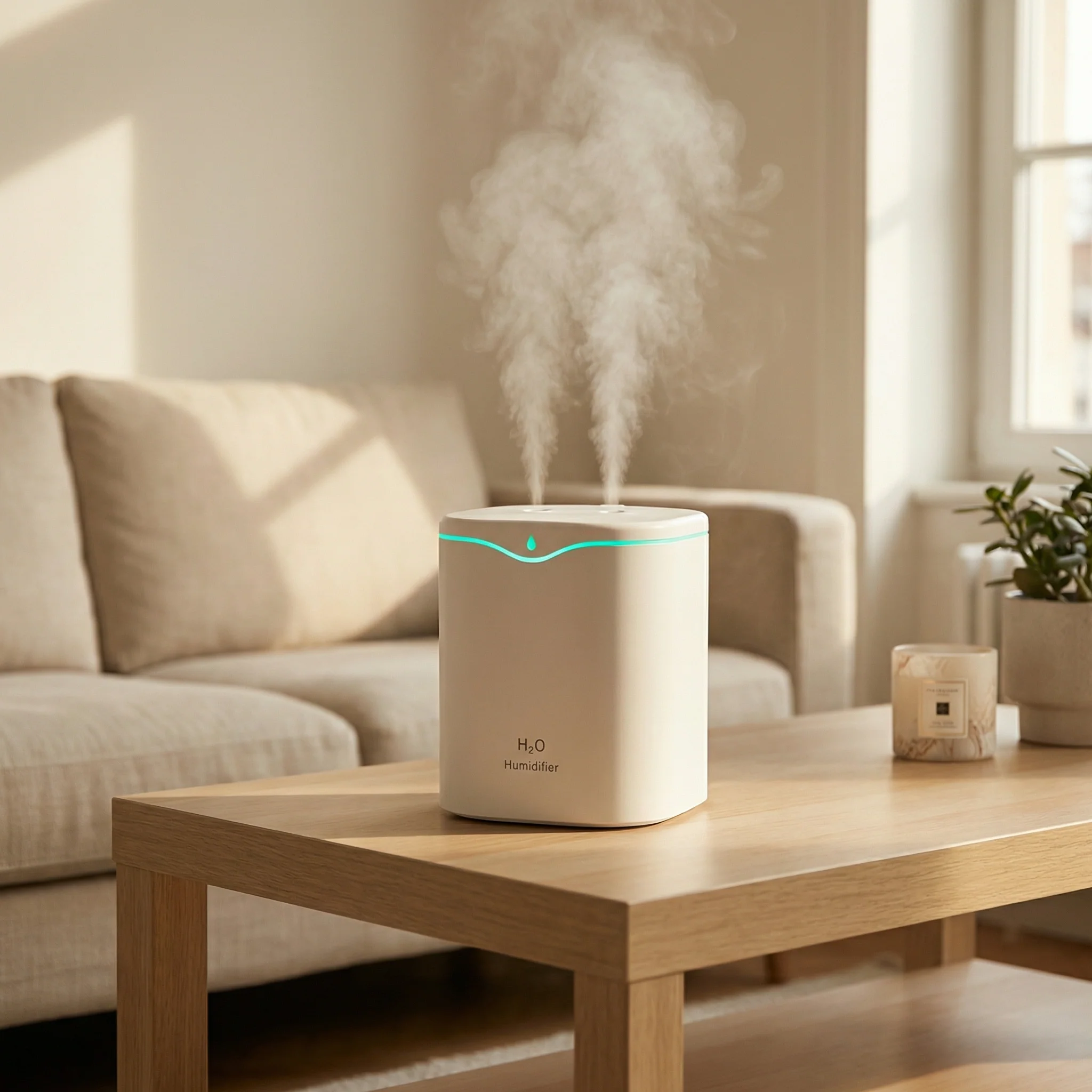 Humidificateur d'air 2L Diffuseur d'huile essentielle LED silencieux double buse USB - Image 3