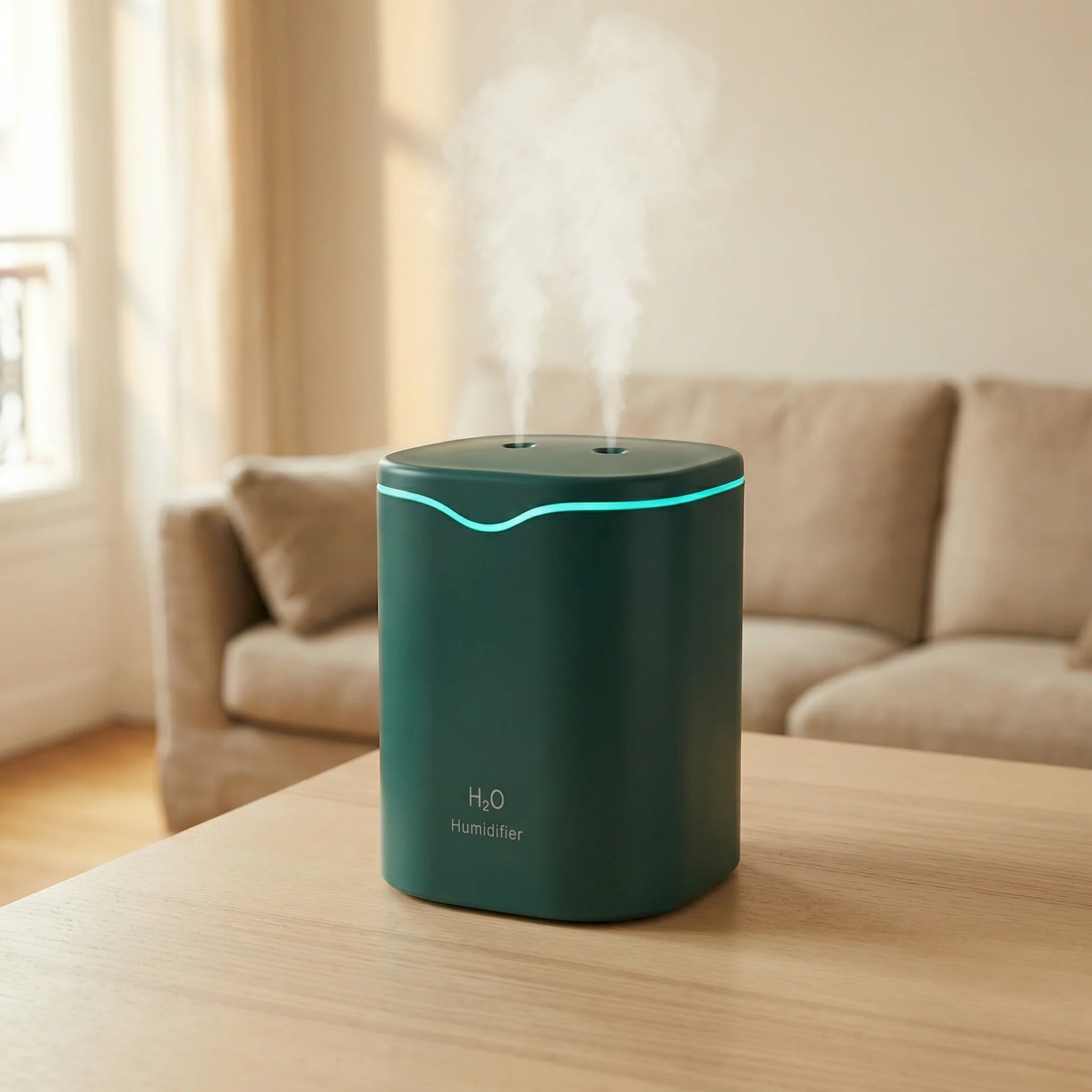 Humidificateur d'air 2L Diffuseur d'huile essentielle LED silencieux double buse USB - Image 4