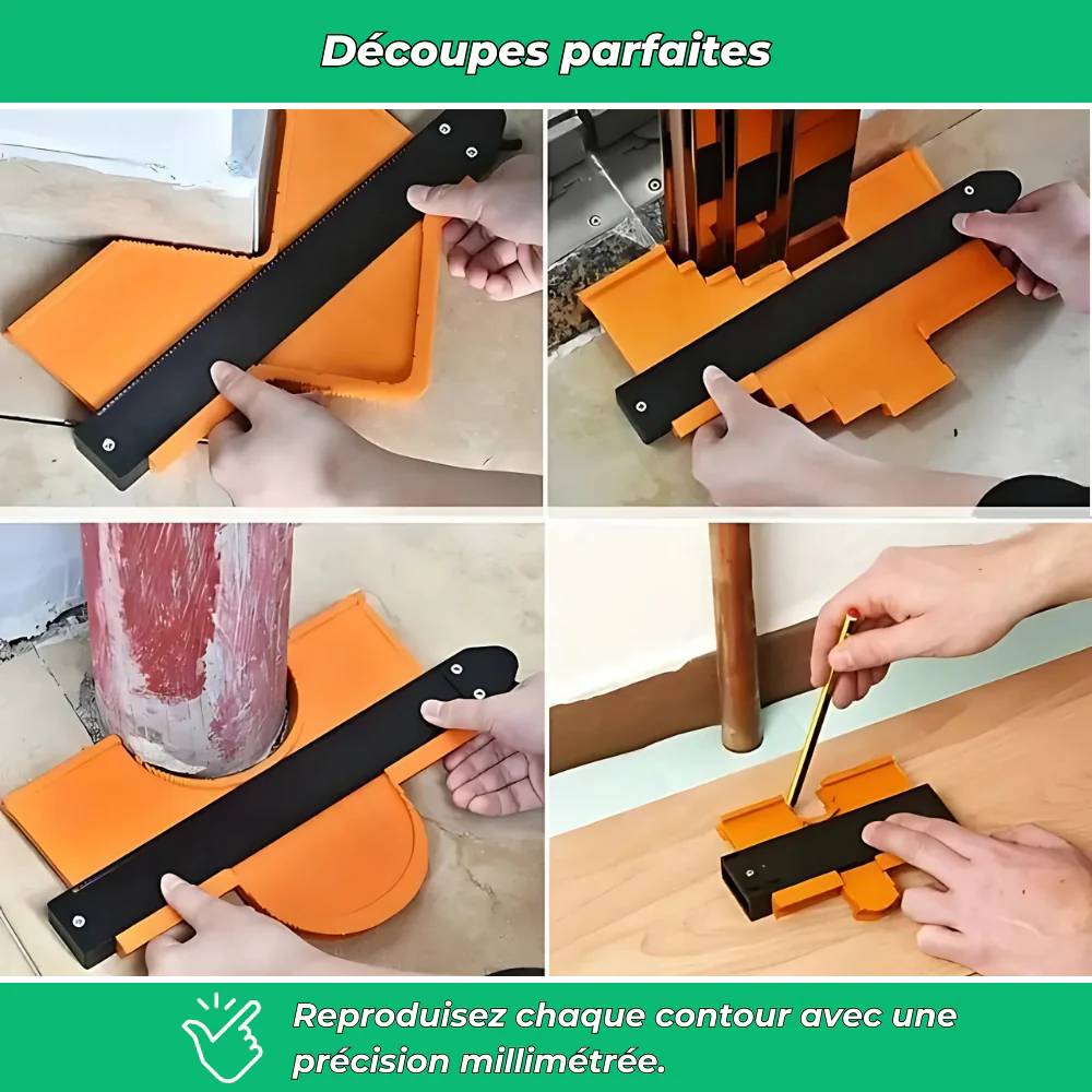 Jauge de contour 25cm avec verrouillage – Outil de mesure profil pour menuiserie, sols et carrelage - Image 3