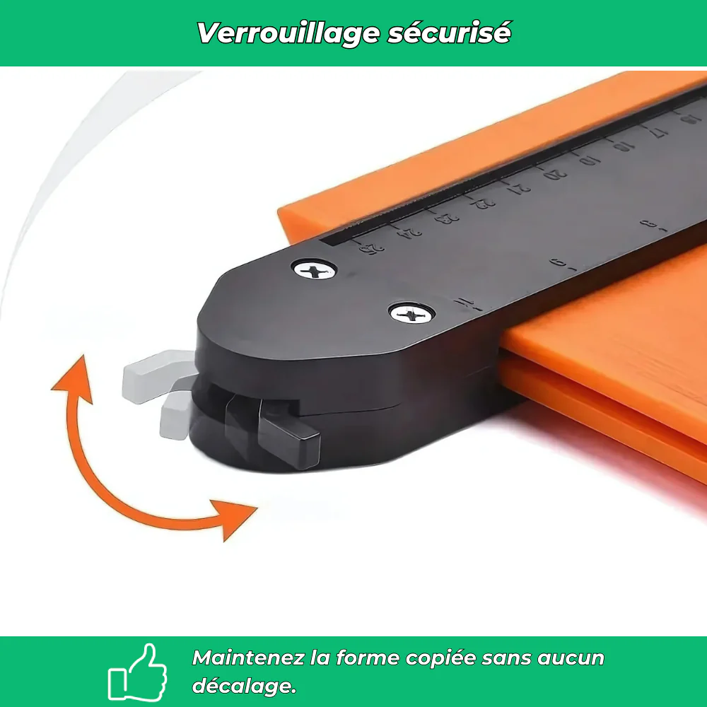 Jauge de contour 25cm avec verrouillage – Outil de mesure profil pour menuiserie, sols et carrelage - Image 5