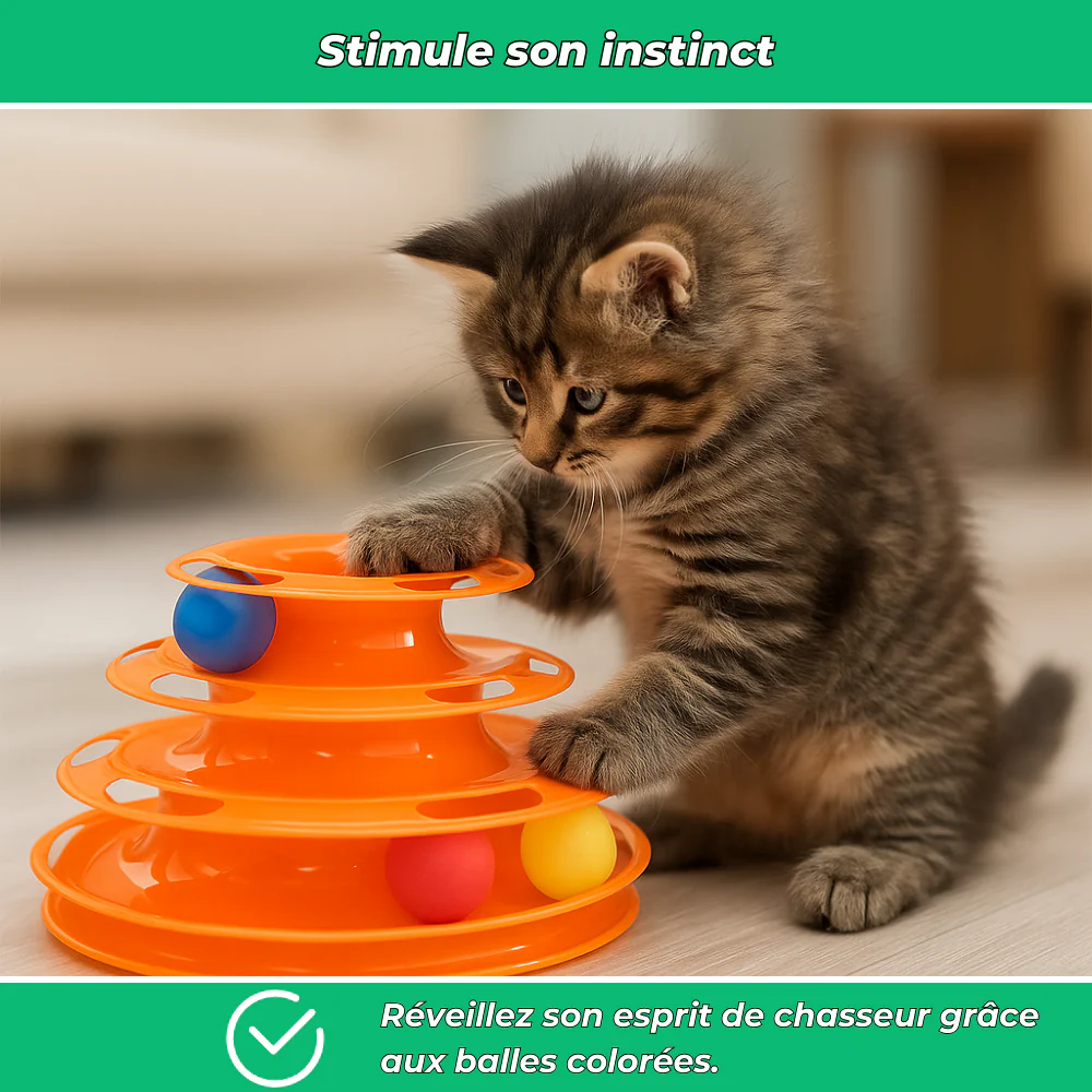Jouet interactif pour chat 3 niveaux avec balles colorées - Image 3