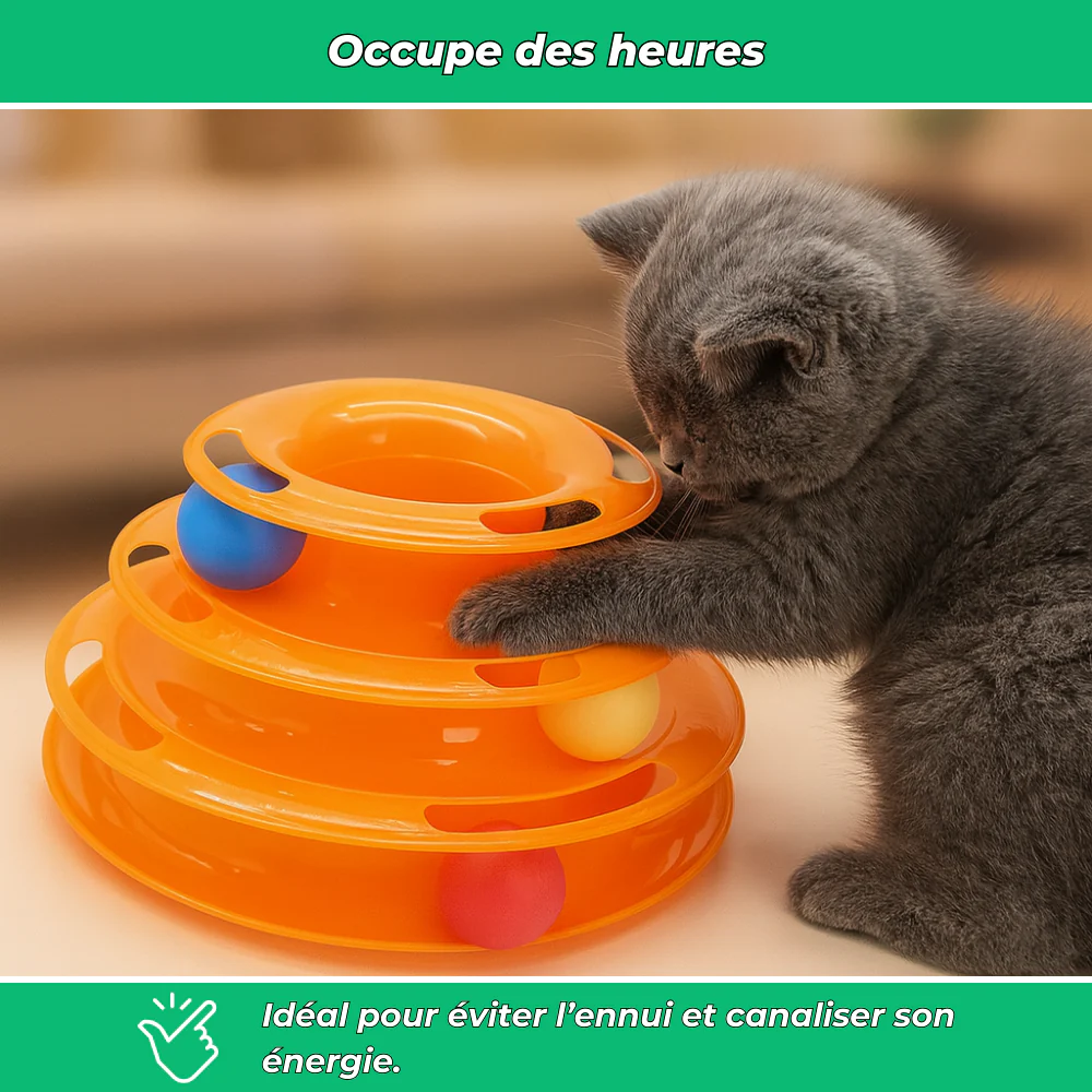 Jouet interactif pour chat 3 niveaux avec balles colorées - Image 4