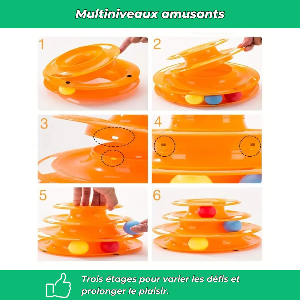 Jouet interactif pour chat 3 niveaux avec balles colorées - Image 5