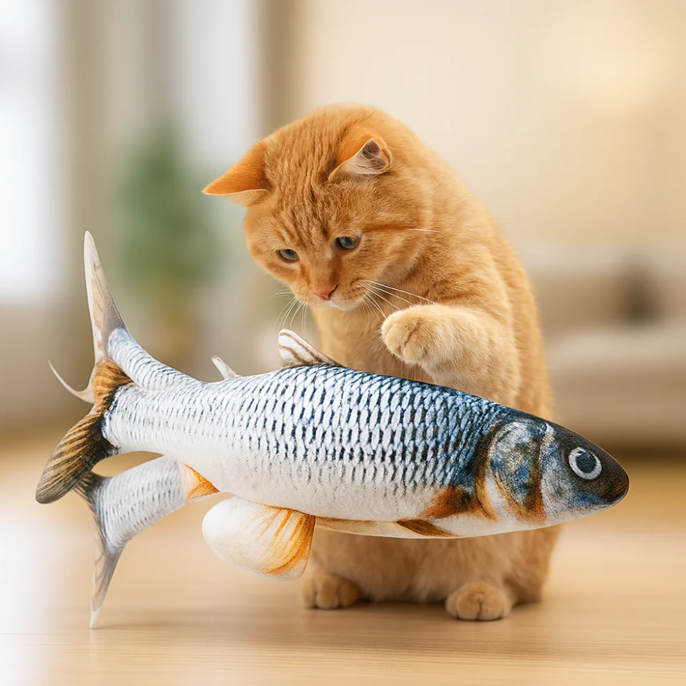 Jouet Poisson Interactif Réaliste pour Chats – Peluche Animée avec Mouvement