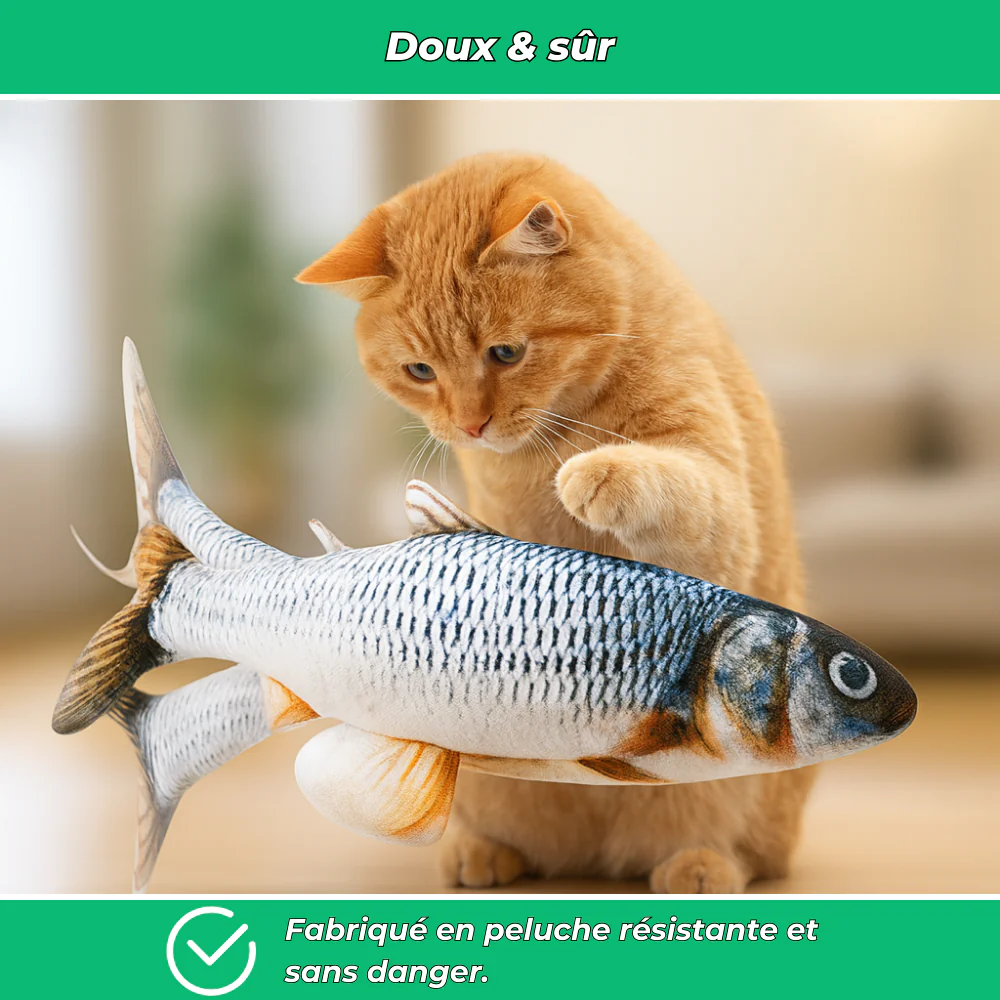 Jouet Poisson Interactif Réaliste pour Chats – Peluche Animée avec Mouvement - Image 5