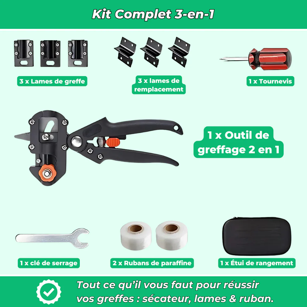 Kit d'Outils de Greffage 3 en 1 – Sécateur, Lames et Ruban pour Greffage Précis et Efficace - Image 5