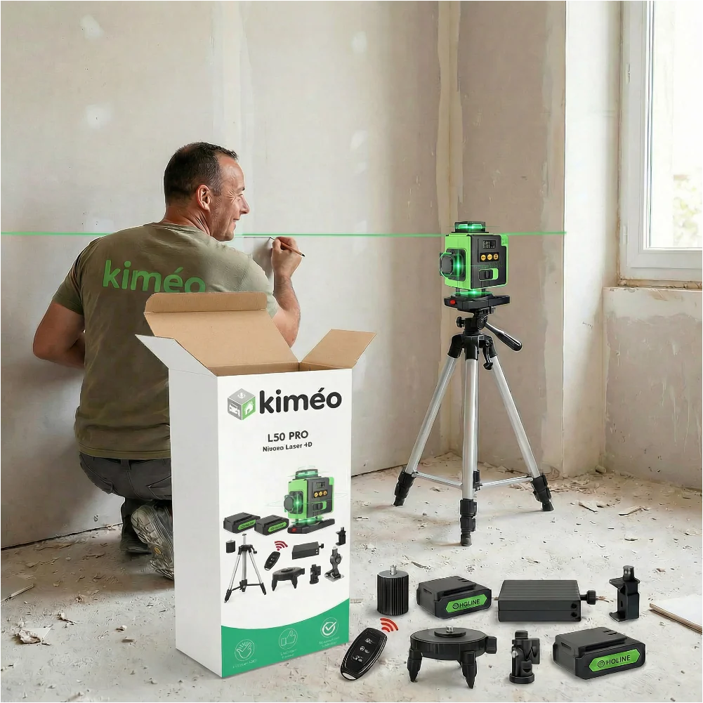 L50 PRO Niveau Laser 4D – 16 Lignes Vertes Auto-Nivelant 360° – Haute Précision Bricolage Pro
