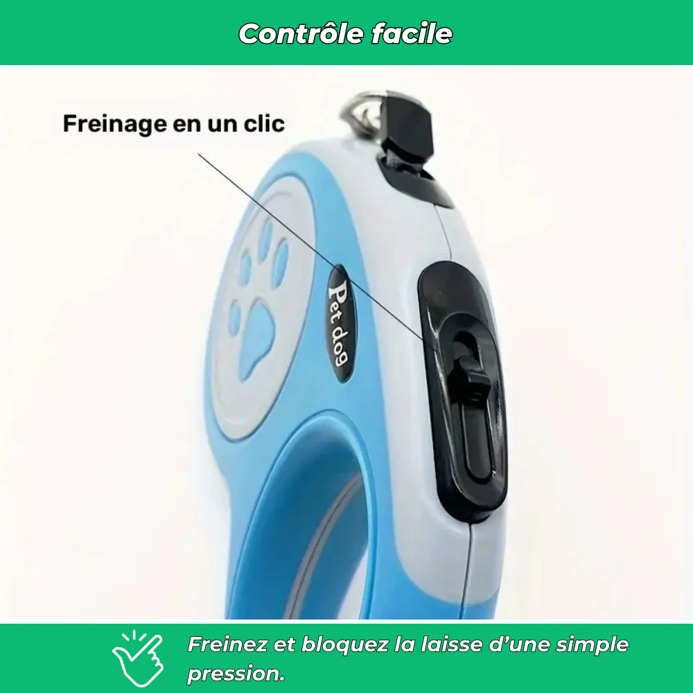 Laisse rétractable pour chien – Nylon durable avec frein à un bouton, idéale petits et moyens chiens - Image 3