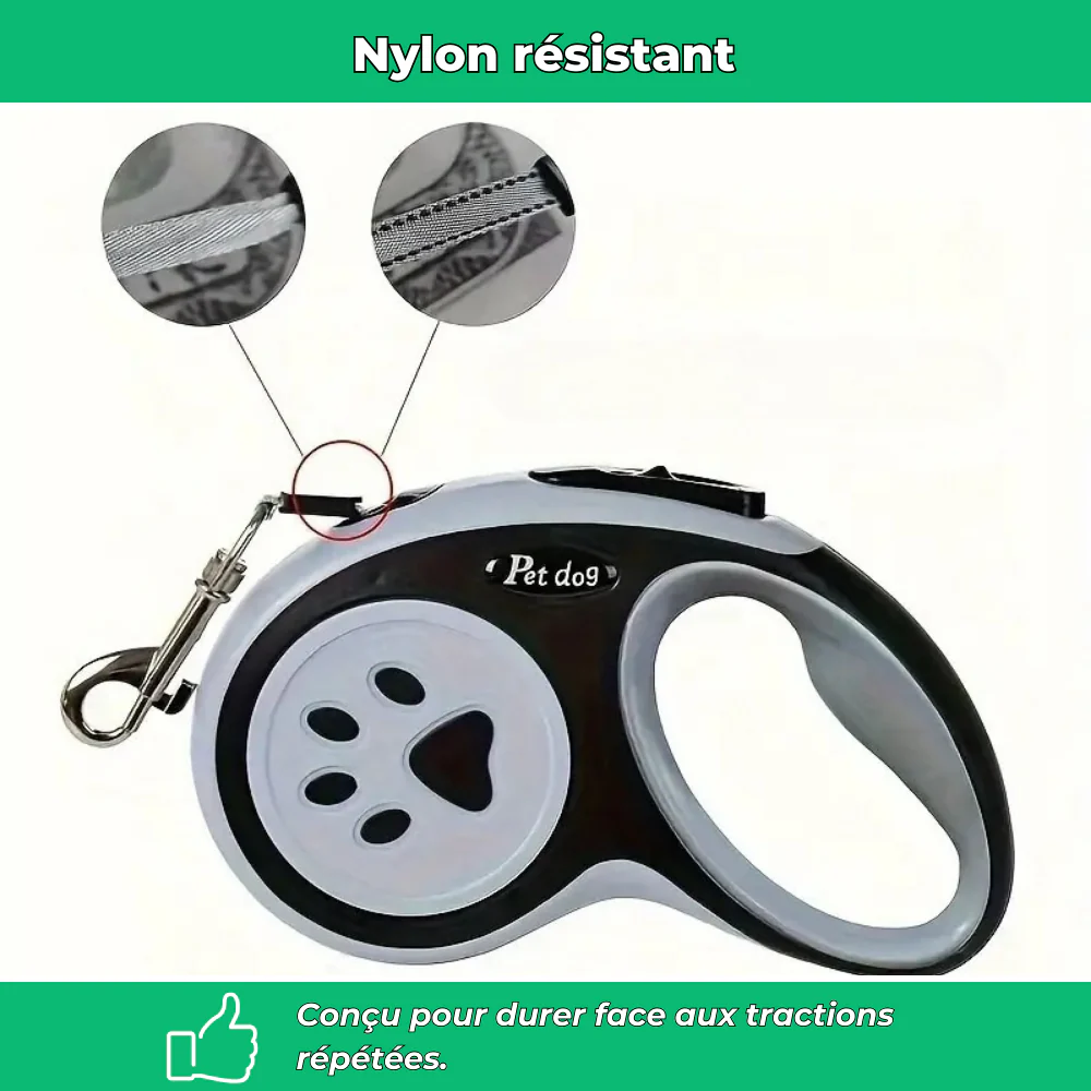 Laisse rétractable pour chien – Nylon durable avec frein à un bouton, idéale petits et moyens chiens - Image 4