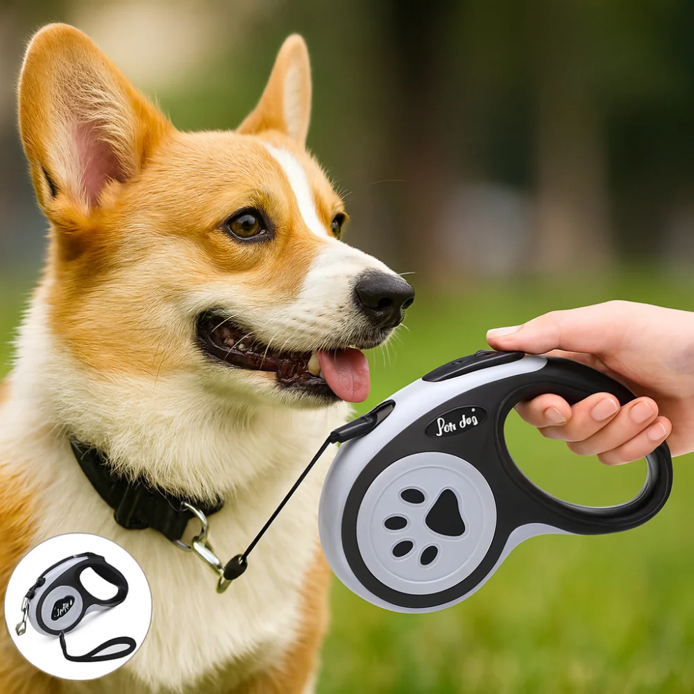 Laisse rétractable pour chien – Nylon durable avec frein à un bouton, idéale petits et moyens chiens - Image 6