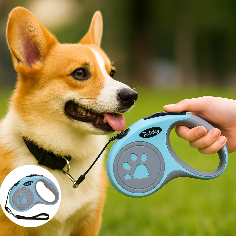 Laisse rétractable pour chien – Nylon durable avec frein à un bouton, idéale petits et moyens chiens - Image 7