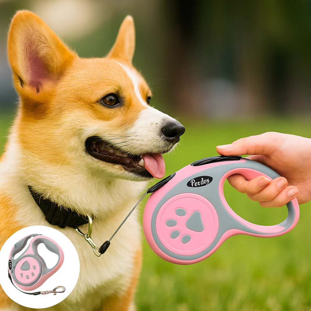 Laisse rétractable pour chien – Nylon durable avec frein à un bouton, idéale petits et moyens chiens - Image 9