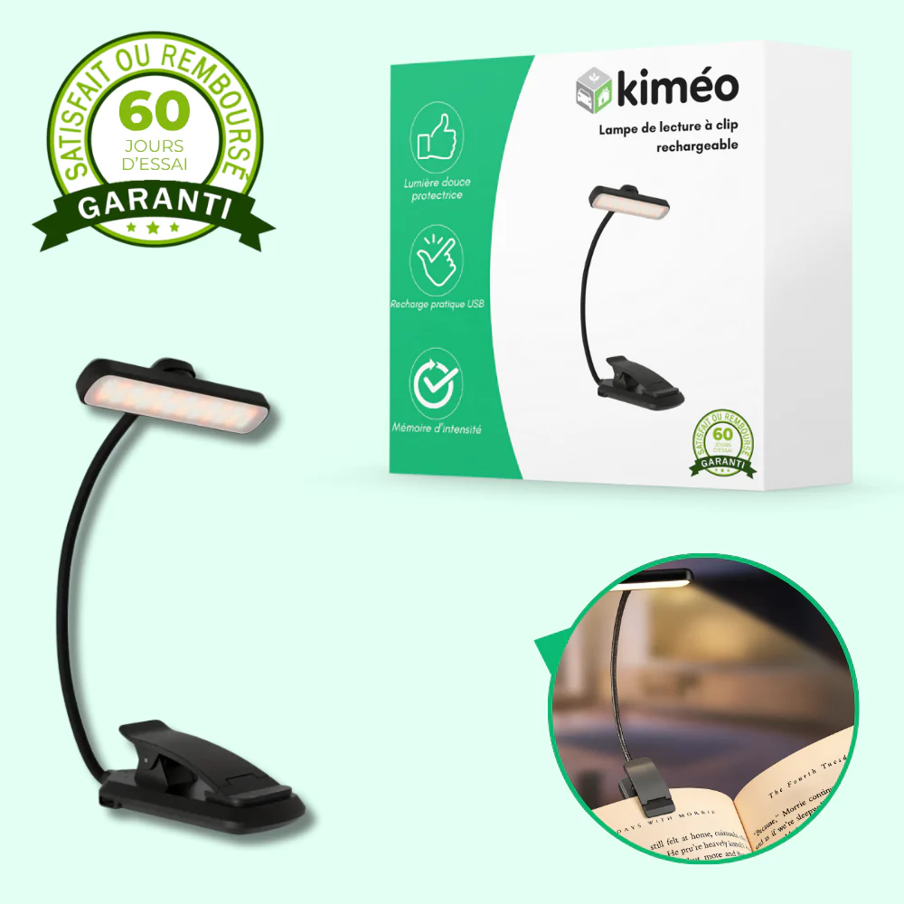 Lampe de lecture à clip rechargeable USB avec lumière douce et fonction mémoire - Image 2