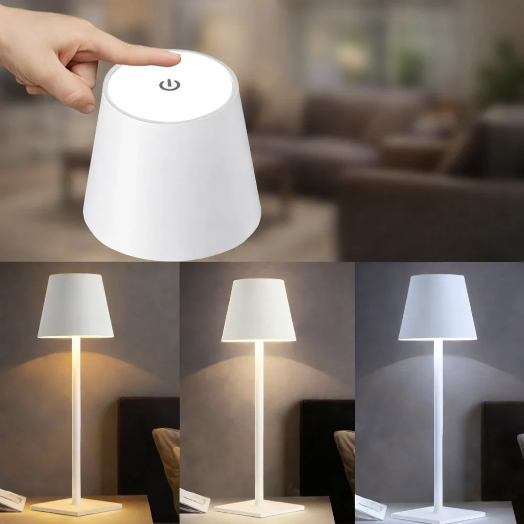 Lampe de Table LED Sans Fil Étanche Rechargeable – Lampe de Chevet LED Tactile à Intensité Réglable - Image 2