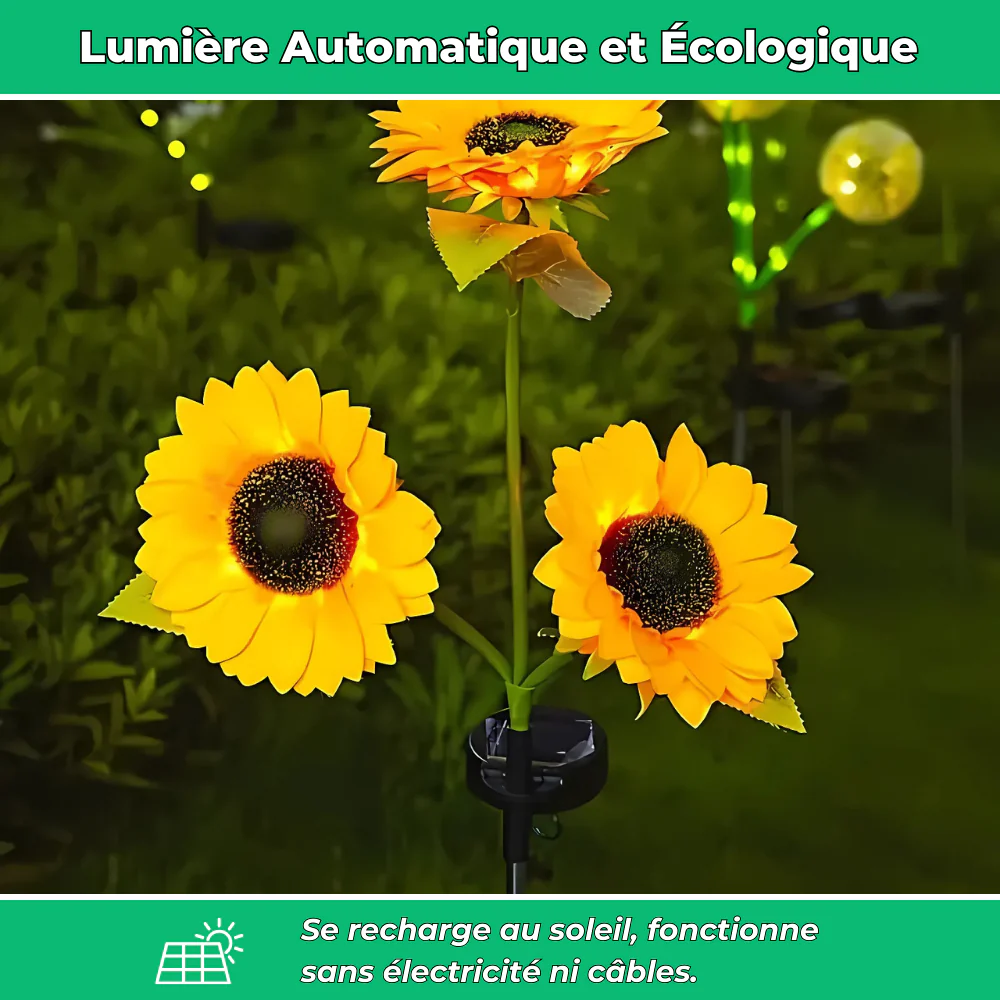 Lampe Solaire Tournesol à LED – Éclairage Décoratif et Écologique pour Jardin - Image 3