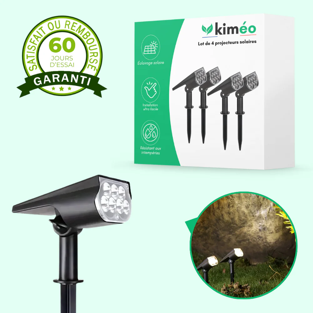 Lot de 4 projecteurs solaires sur piquet pour jardin - Image 2